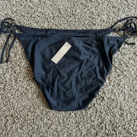 J. Crew O-Ring Curved Waist Black Plus Cheeky String Bikini Bottom Size 3X - Picture 5 of 6